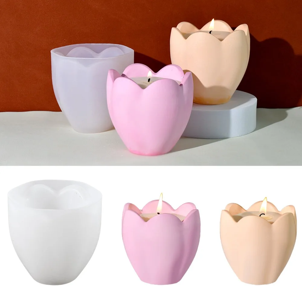 Candle Containers - توليب شمعة حامل قوالب السيليكون زهرة