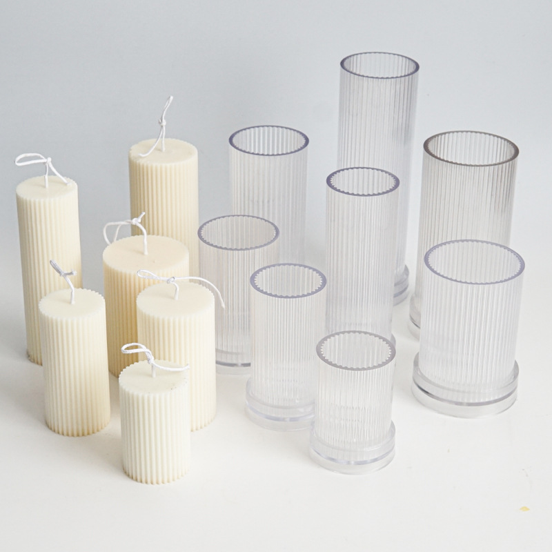 Candle Making Kit - قالب شمع أسطواني جديد بتصميم خطوط