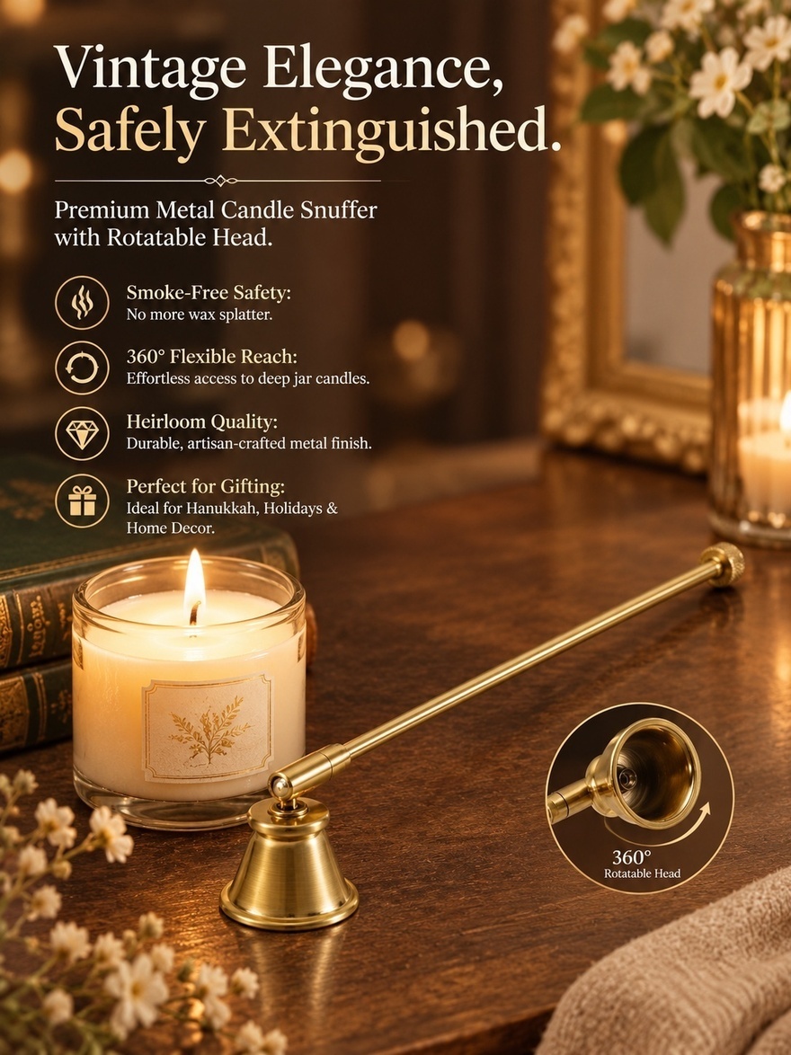 Candle Wick - مطفأة شموع معدنية بتصميم عتيق ومقبض