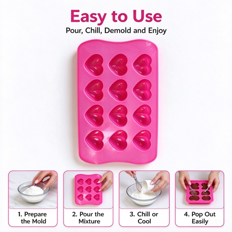 قالب سيليكون على شكل قلب ثلاثي - مراجعة Candle Molds وسعره